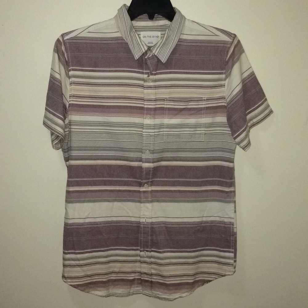 Striped button down on the byas shirt